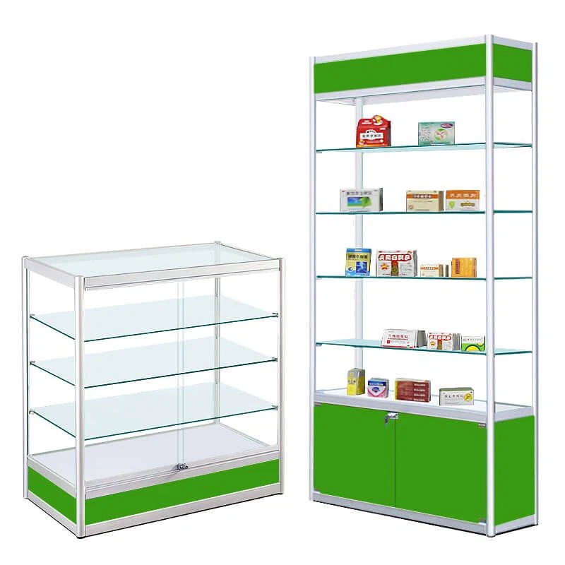 Transparent Pharmacy Shop Display Shelf Glass Medicine Store Wall Cabinet for Sale Transparent Pharmacy Shop Display Shelf Glass Medicine Store Wall Cabinet for Sale