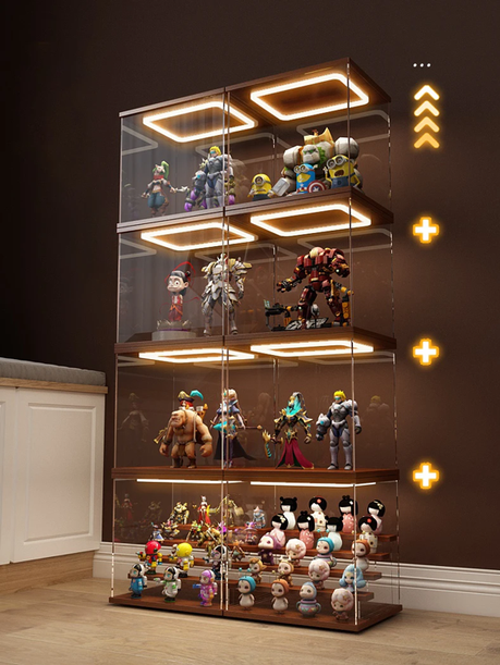 Walnut-Color-Acrylic-Clear-Display-Case-with-Ring-LED-Lights-for-Car-Model-Storage-Box- Walnut-Color-Acrylic-Clear-Display-Case-with-Ring-LED-Lights-for-Car-Model-Storage-Box-