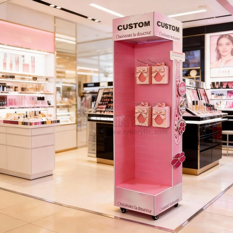 pink-beauty-product-floor-display-stand pink-beauty-product-floor-display-stand